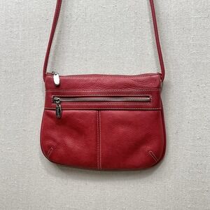 Tignanello Purse Crossbody Bag Red Leather Zip Pockets